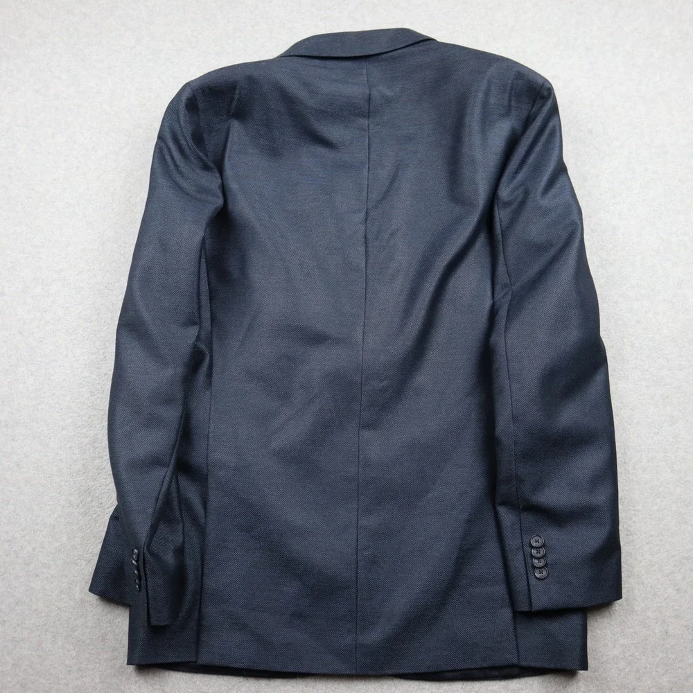 Kenneth Cole Reaction Blazer Mens 42L Two-Button Navy Blue Micro-Textured L865